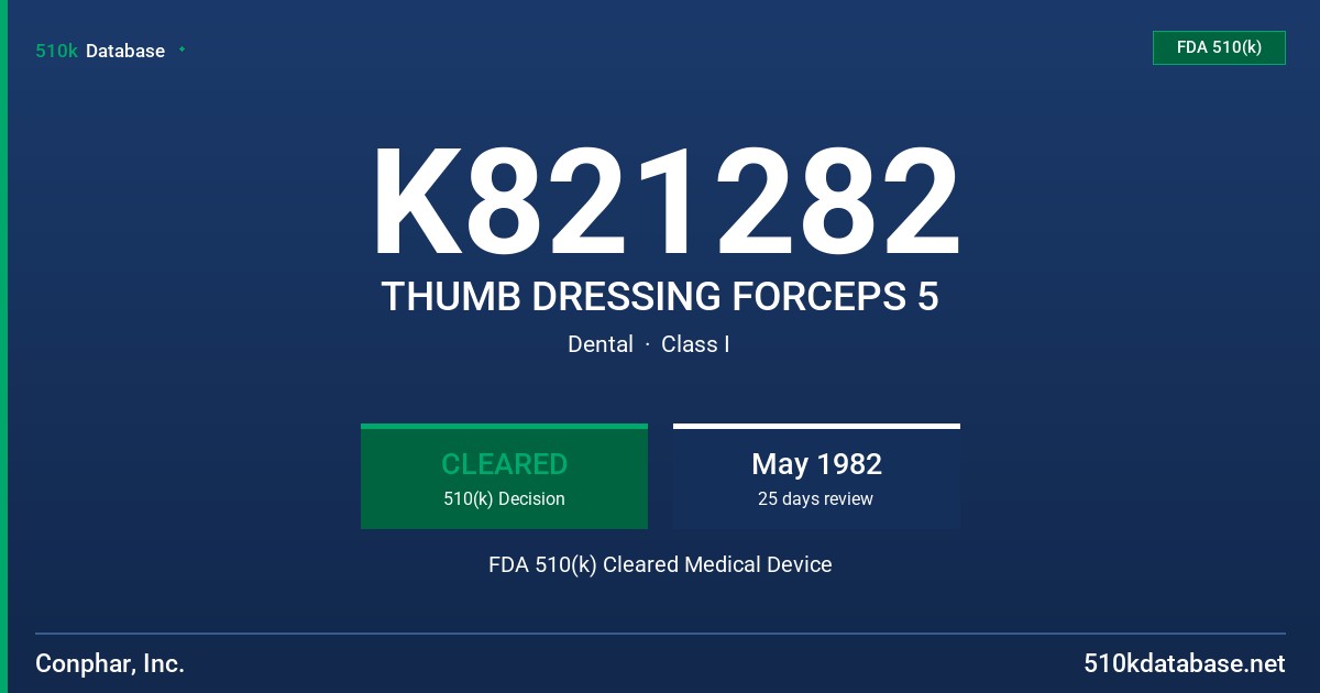 K821282 THUMB DRESSING FORCEPS 5 FDA 510(k) Cleared Medical Device