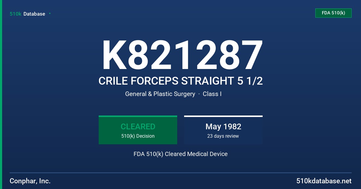 K821287 CRILE FORCEPS STRAIGHT 5 1/2 FDA 510(k) Cleared Medical Device