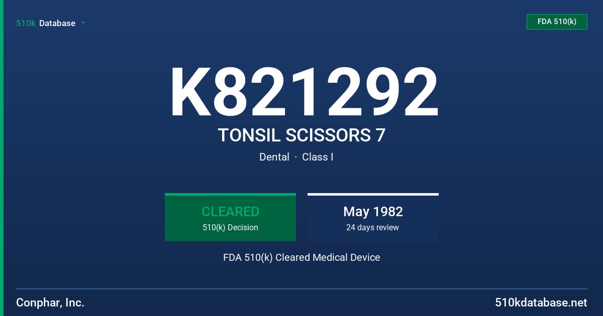 K821292 TONSIL SCISSORS 7 FDA 510(k) Cleared Medical Device