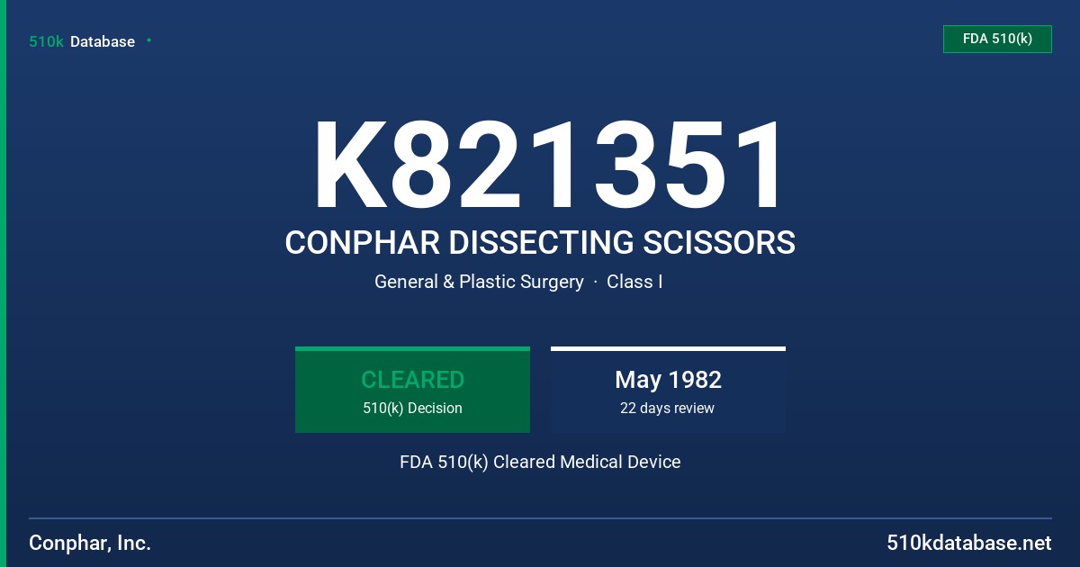 K821351 CONPHAR DISSECTING SCISSORS FDA 510(k) Cleared Medical Device