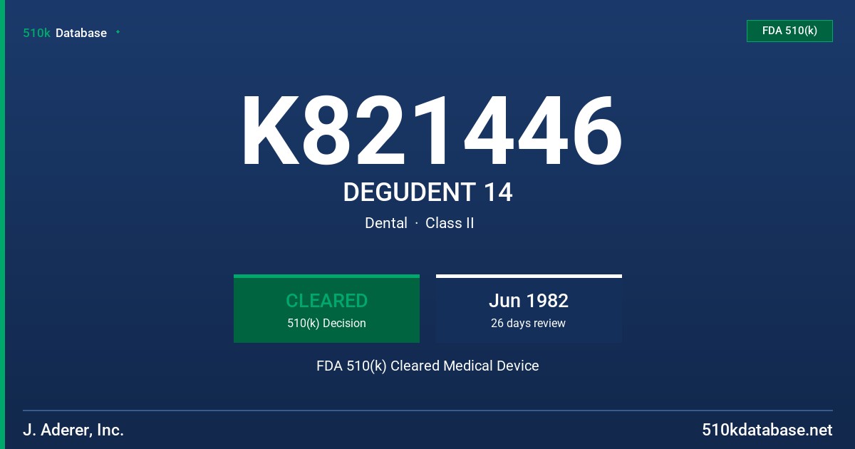 K821446 DEGUDENT 14 FDA 510(k) Cleared Medical Device