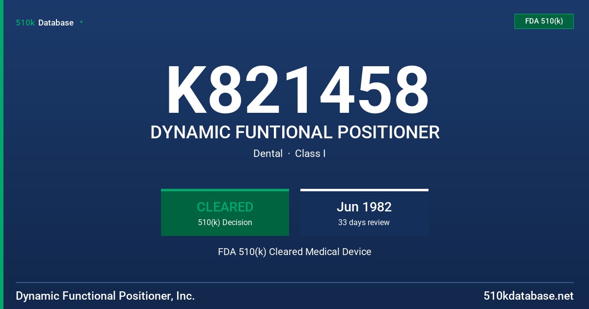 K821458 DYNAMIC FUNTIONAL POSITIONER FDA 510(k) Cleared Medical Device