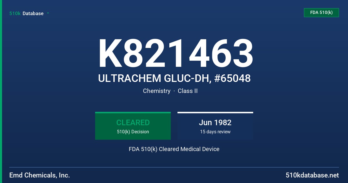 K821463 ULTRACHEM GLUC-DH, #65048 FDA 510(k) Cleared Medical Device