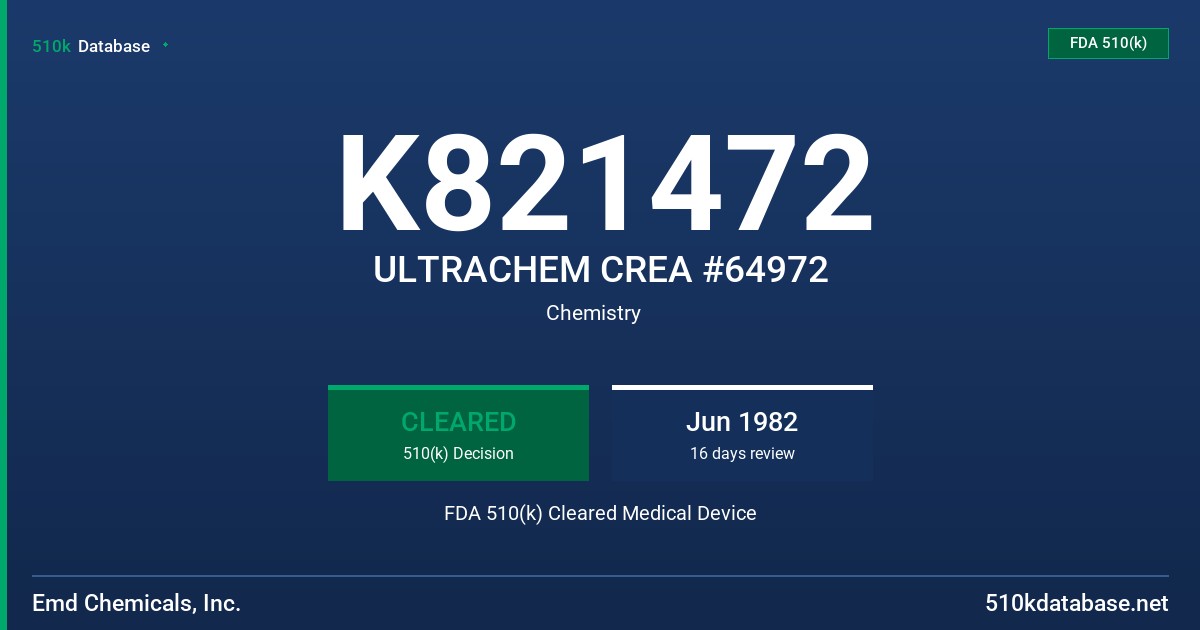 K821472 ULTRACHEM CREA #64972 FDA 510(k) Cleared Medical Device