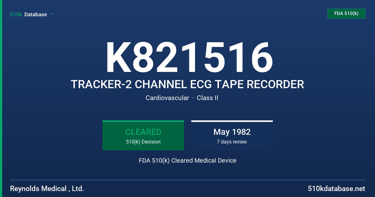 K821516 TRACKER-2 CHANNEL ECG TAPE RECORDER FDA 510(k) Cleared Medical Device