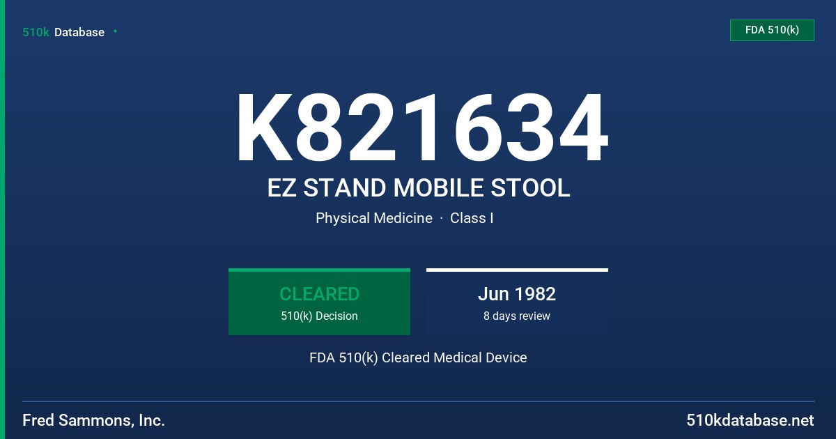K821634 EZ STAND MOBILE STOOL FDA 510(k) Cleared Medical Device