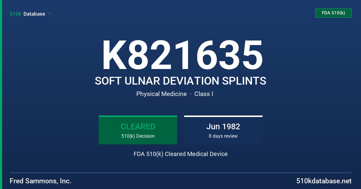 K821635 SOFT ULNAR DEVIATION SPLINTS FDA 510(k) Cleared Medical Device