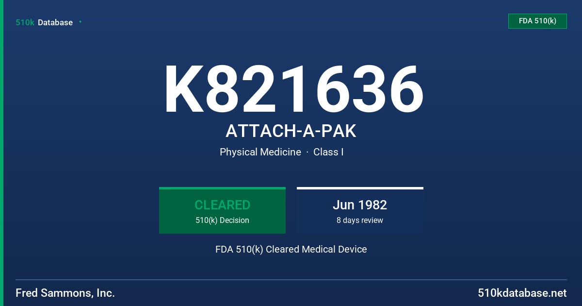 K821636 ATTACH-A-PAK FDA 510(k) Cleared Medical Device
