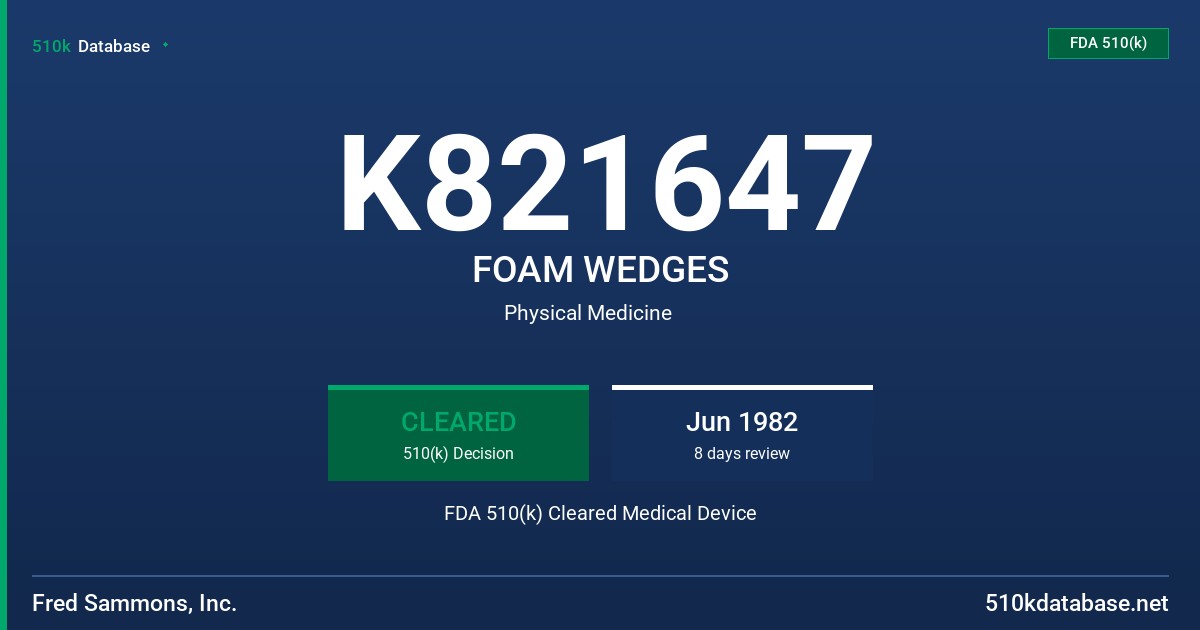 K821647 FOAM WEDGES FDA 510(k) Cleared Medical Device