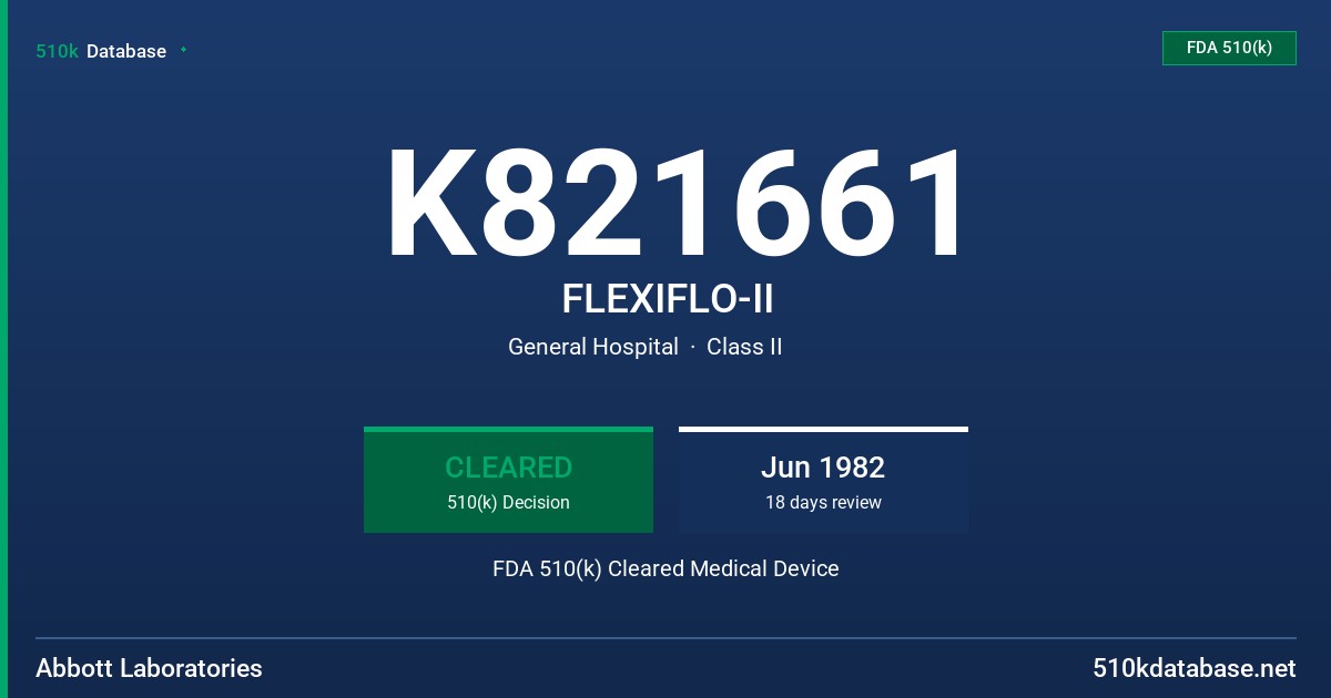K821661 FLEXIFLO-II FDA 510(k) Cleared Medical Device