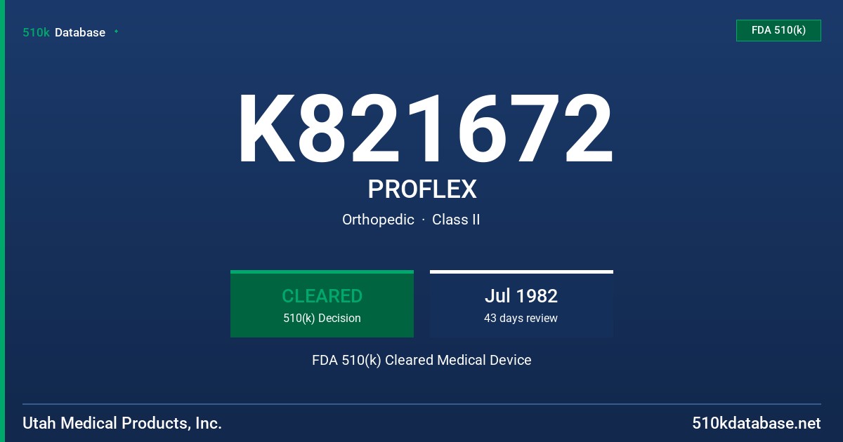 K821672 PROFLEX FDA 510(k) Cleared Medical Device