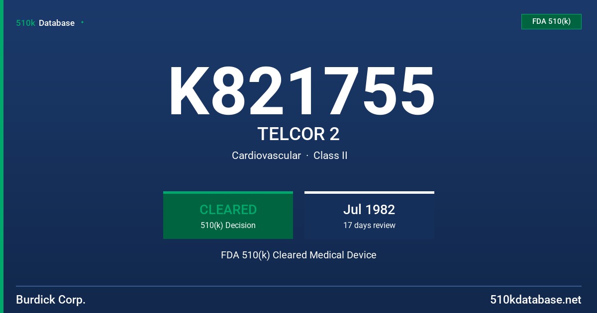 K821755 TELCOR 2 FDA 510(k) Cleared Medical Device