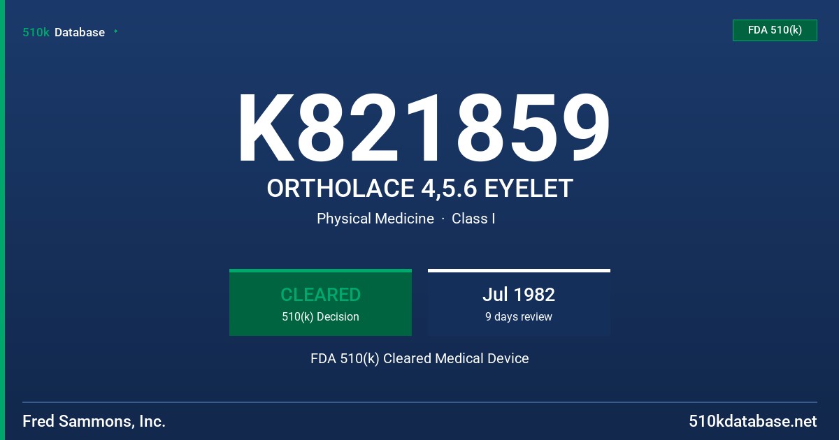 K821859 ORTHOLACE 4,5.6 EYELET FDA 510(k) Cleared Medical Device