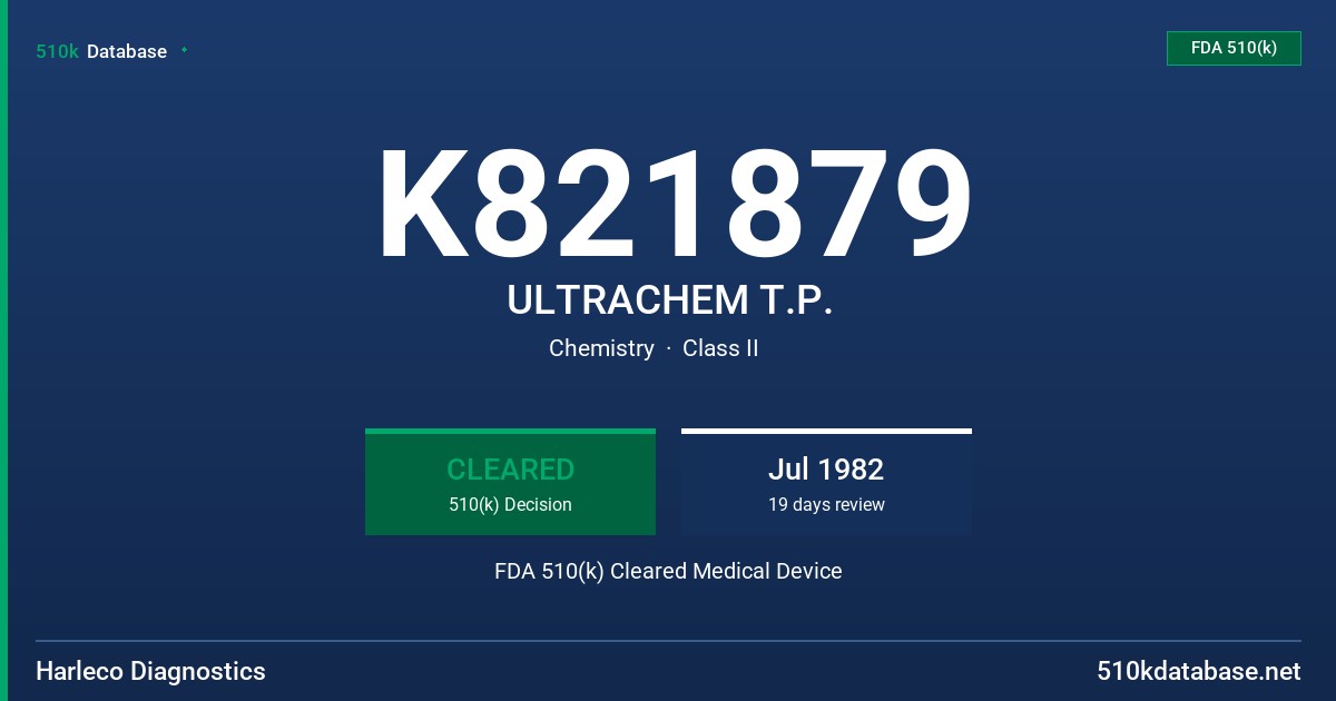 K821879 ULTRACHEM T.P. FDA 510(k) Cleared Medical Device