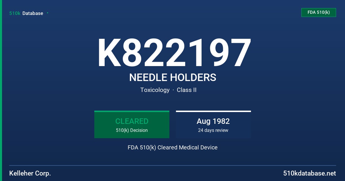 K822197 NEEDLE HOLDERS FDA 510(k) Cleared Medical Device
