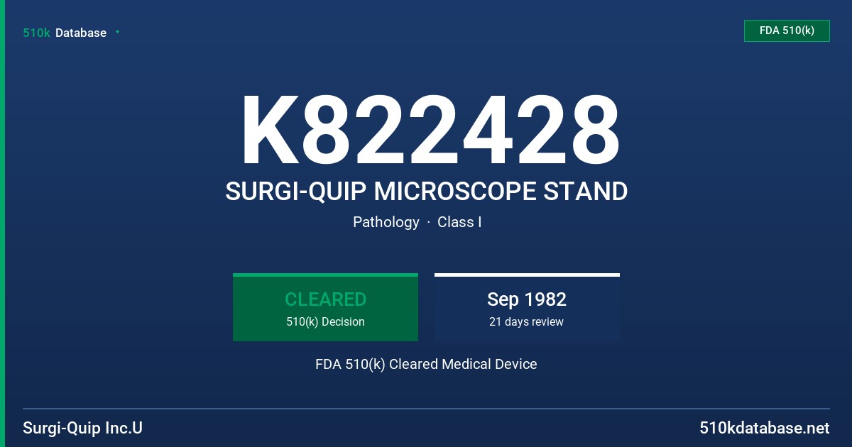 K822428 SURGI-QUIP MICROSCOPE STAND FDA 510(k) Cleared Medical Device