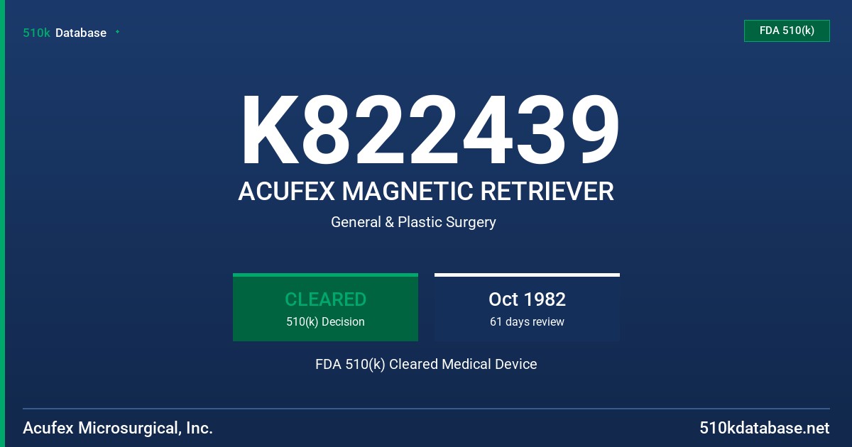 K822439 ACUFEX MAGNETIC RETRIEVER FDA 510(k) Cleared Medical Device