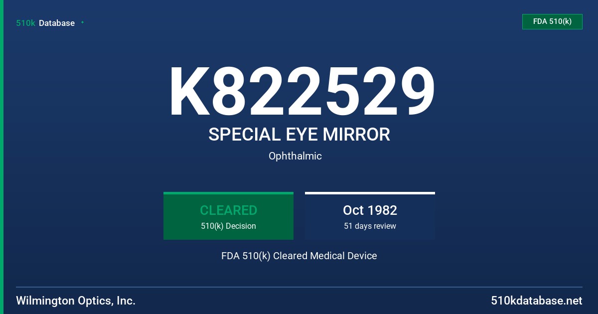 K822529 SPECIAL EYE MIRROR FDA 510(k) Cleared Medical Device