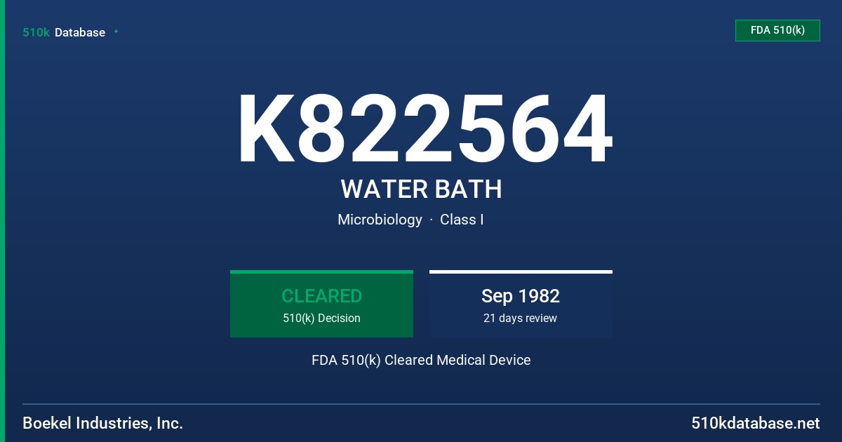 K822564 WATER BATH FDA 510(k) Cleared Medical Device