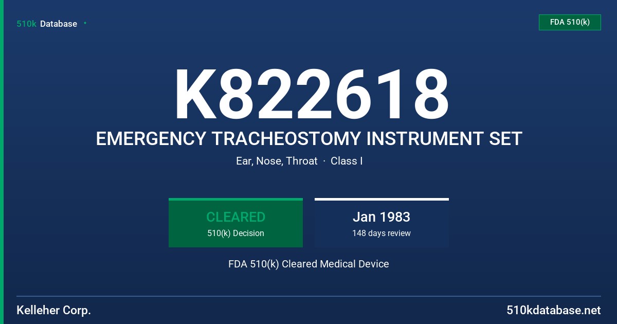 K822618 EMERGENCY TRACHEOSTOMY INSTRUMENT SET FDA 510(k) Cleared Medical Device