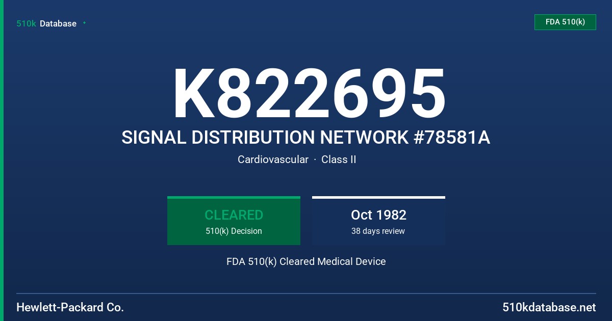 K822695 SIGNAL DISTRIBUTION NETWORK #78581A FDA 510(k) Cleared Medical Device
