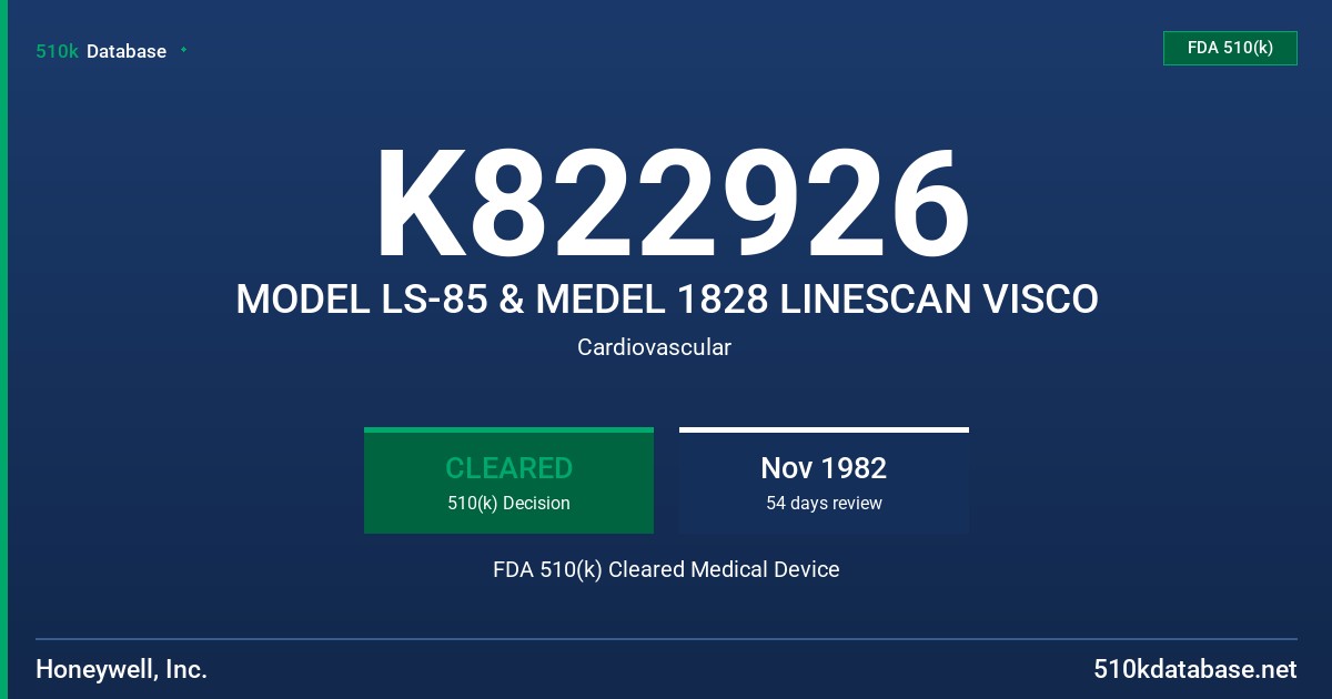 K822926 MODEL LS-85 & MEDEL 1828 LINESCAN VISCO FDA 510(k) Cleared Medical Device