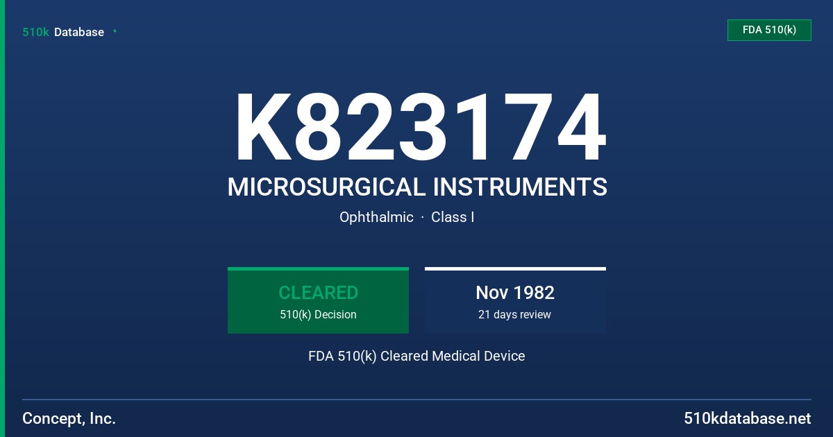 K823174 MICROSURGICAL INSTRUMENTS FDA 510(k) Cleared Medical Device