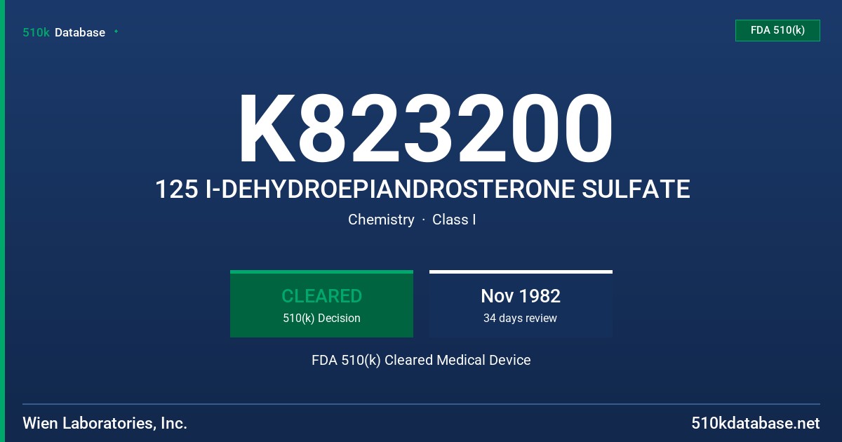 K823200 125 I-DEHYDROEPIANDROSTERONE SULFATE FDA 510(k) Cleared Medical Device