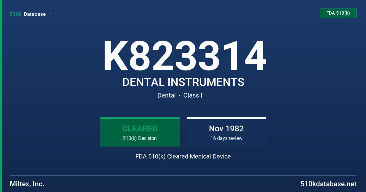 K823314 DENTAL INSTRUMENTS FDA 510(k) Cleared Medical Device