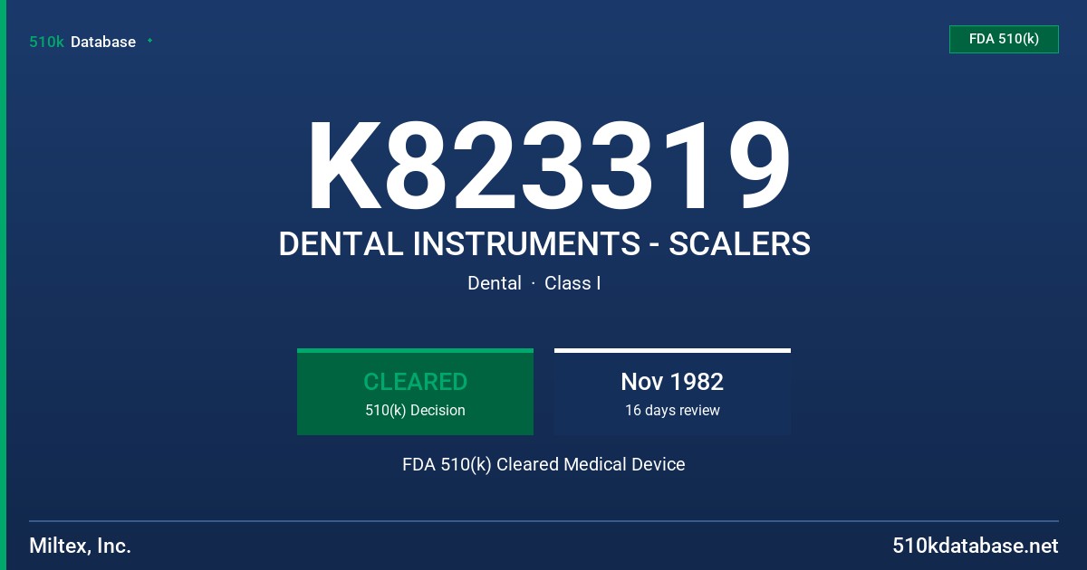 K823319 DENTAL INSTRUMENTS - SCALERS FDA 510(k) Cleared Medical Device