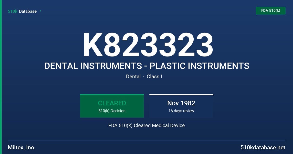 K823323 DENTAL INSTRUMENTS - PLASTIC INSTRUMENTS FDA 510(k) Cleared Medical Device
