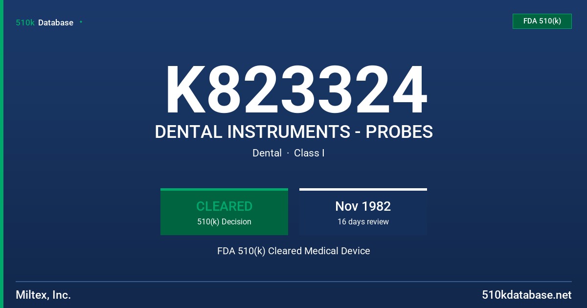 K823324 DENTAL INSTRUMENTS - PROBES FDA 510(k) Cleared Medical Device