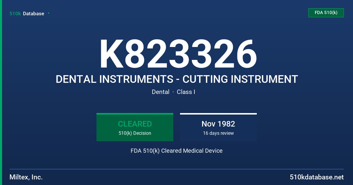 K823326 DENTAL INSTRUMENTS - CUTTING INSTRUMENT FDA 510(k) Cleared Medical Device
