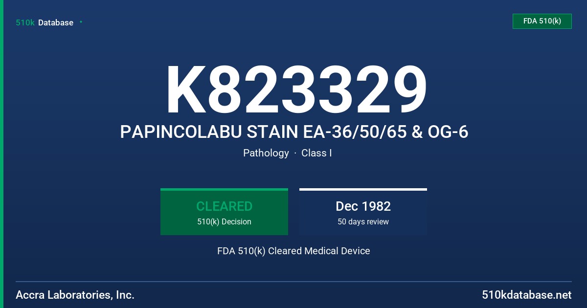 K823329 PAPINCOLABU STAIN EA-36/50/65 & OG-6 FDA 510(k) Cleared Medical Device