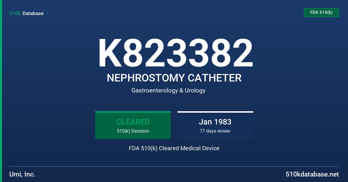 K823382 NEPHROSTOMY CATHETER FDA 510(k) Cleared Medical Device