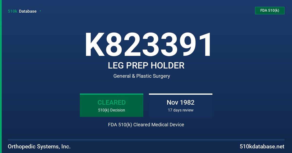 K823391 LEG PREP HOLDER FDA 510(k) Cleared Medical Device