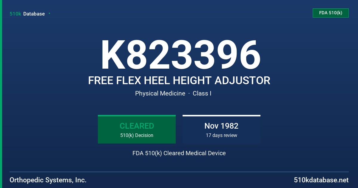 K823396 FREE FLEX HEEL HEIGHT ADJUSTOR FDA 510(k) Cleared Medical Device