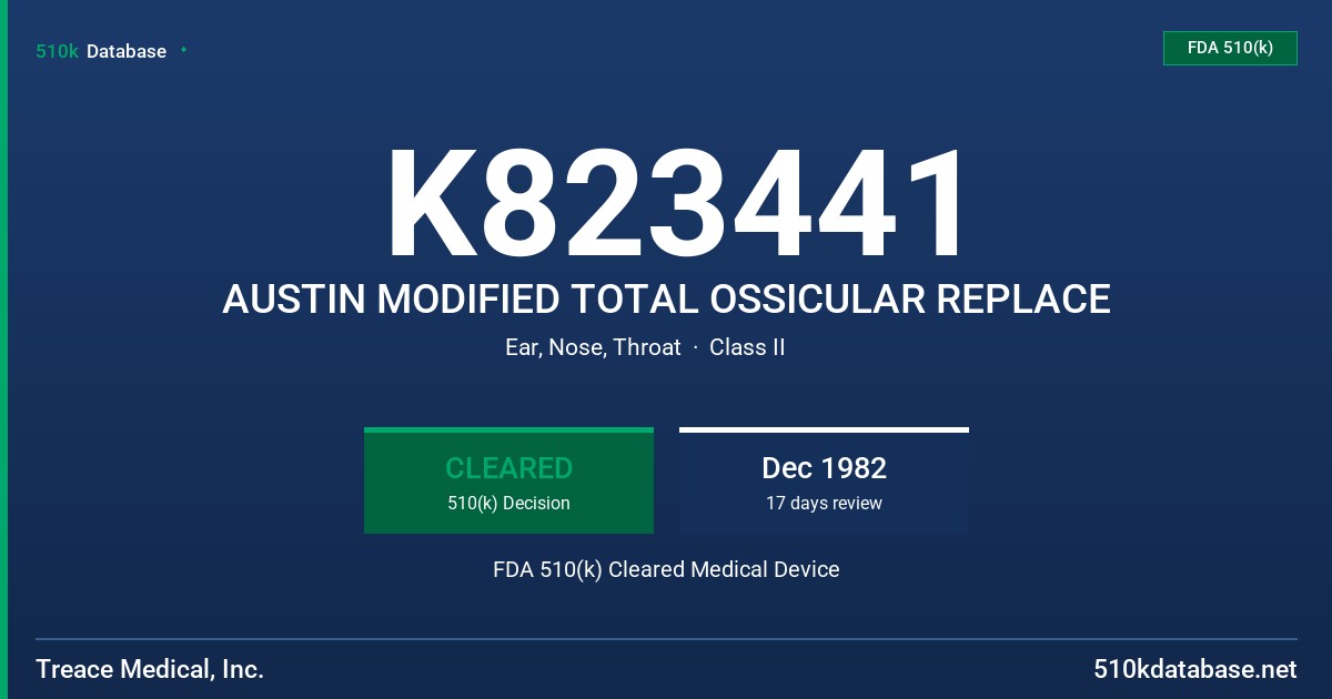 K823441 AUSTIN MODIFIED TOTAL OSSICULAR REPLACE FDA 510(k) Cleared Medical Device