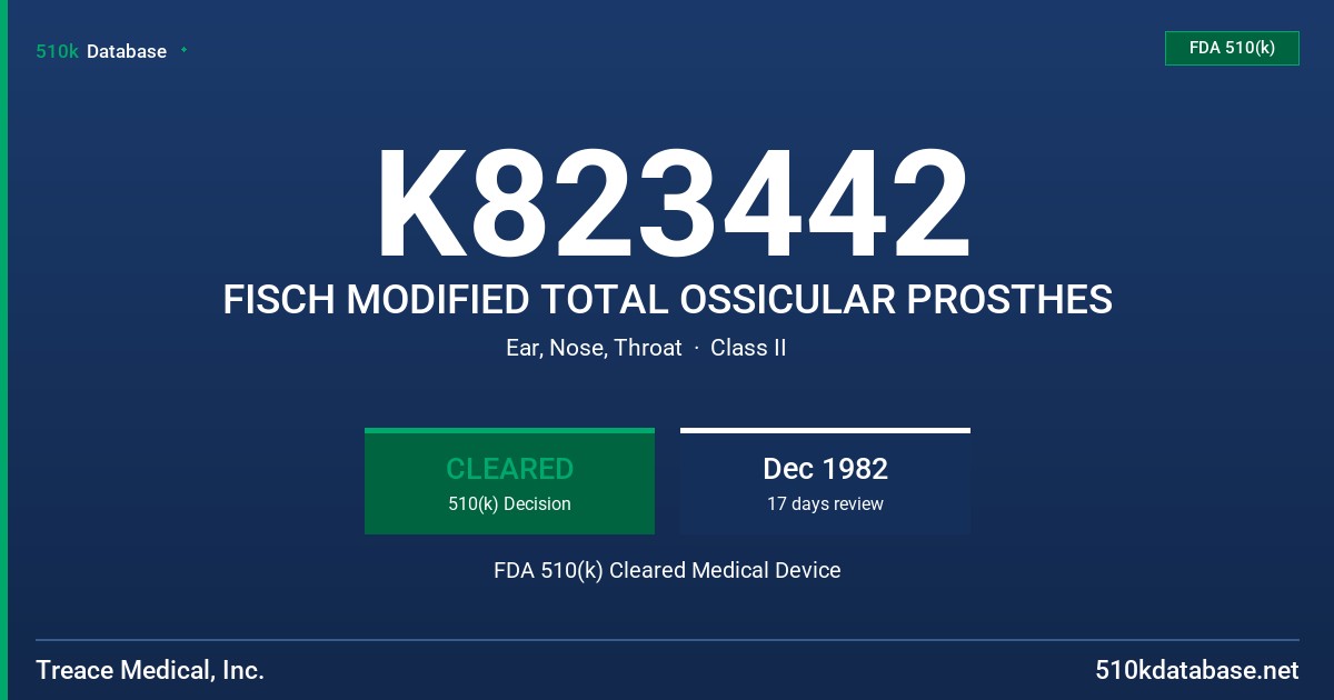 K823442 FISCH MODIFIED TOTAL OSSICULAR PROSTHES FDA 510(k) Cleared Medical Device