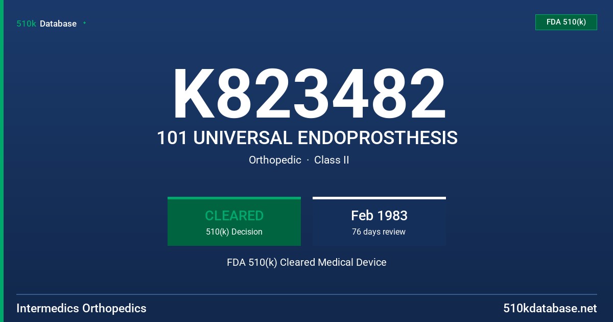 K823482 101 UNIVERSAL ENDOPROSTHESIS FDA 510(k) Cleared Medical Device
