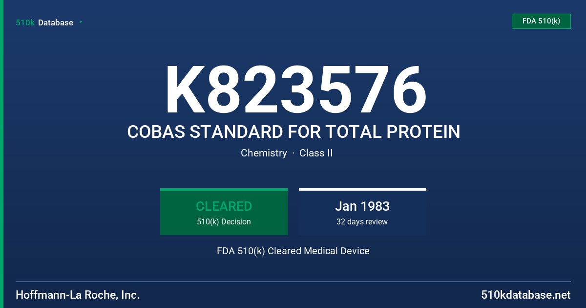 K823576 COBAS STANDARD FOR TOTAL PROTEIN FDA 510(k) Cleared Medical Device