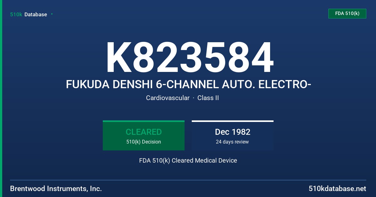K823584 FUKUDA DENSHI 6-CHANNEL AUTO. ELECTRO- FDA 510(k) Cleared Medical Device