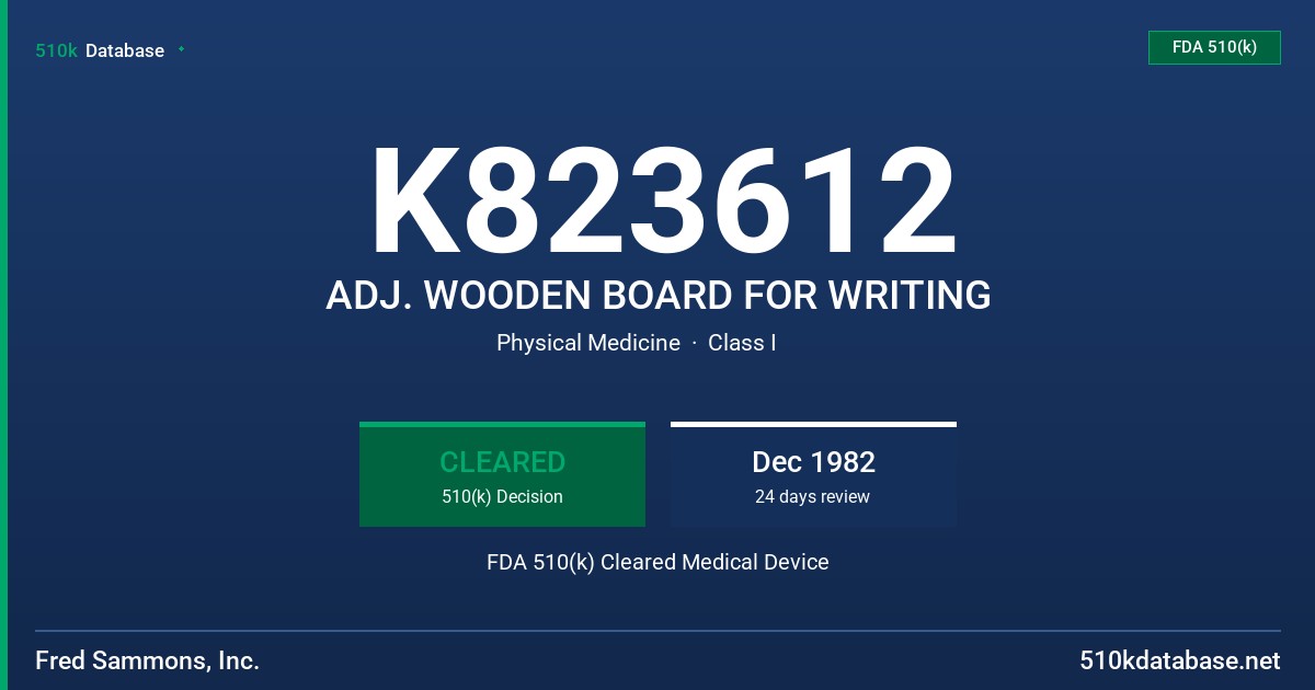 K823612 ADJ. WOODEN BOARD FOR WRITING FDA 510(k) Cleared Medical Device