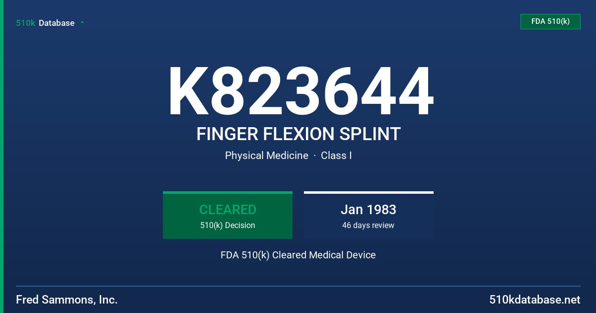 K823644 FINGER FLEXION SPLINT FDA 510(k) Cleared Medical Device