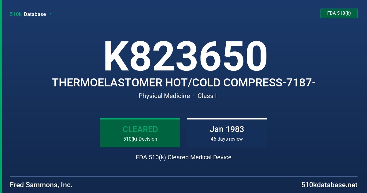 K823650 THERMOELASTOMER HOT/COLD COMPRESS-7187- FDA 510(k) Cleared Medical Device
