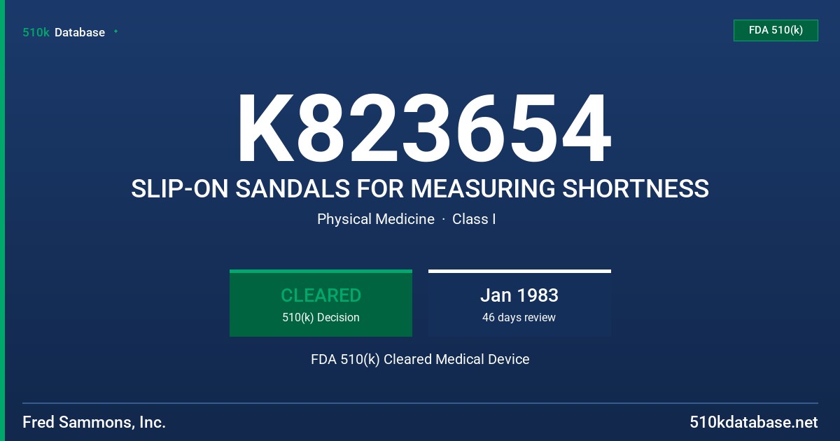 K823654 SLIP-ON SANDALS FOR MEASURING SHORTNESS FDA 510(k) Cleared Medical Device