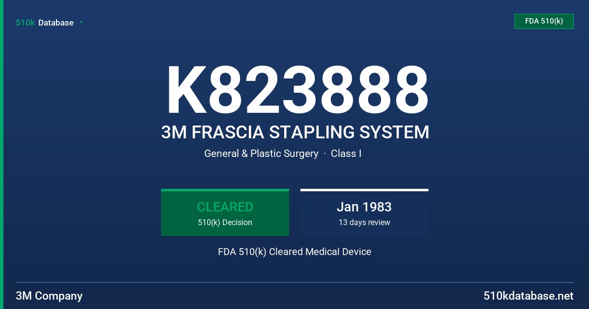 K823888 3M FRASCIA STAPLING SYSTEM FDA 510(k) Cleared Medical Device
