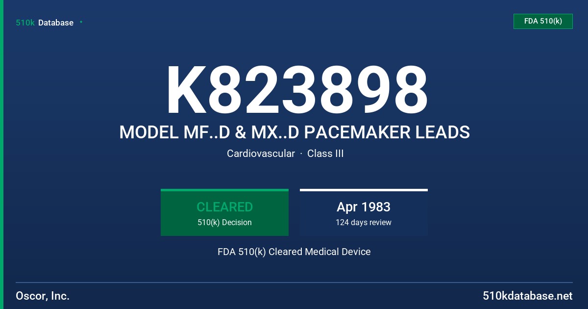K823898 MODEL MF..D & MX..D PACEMAKER LEADS FDA 510(k) Cleared Medical Device
