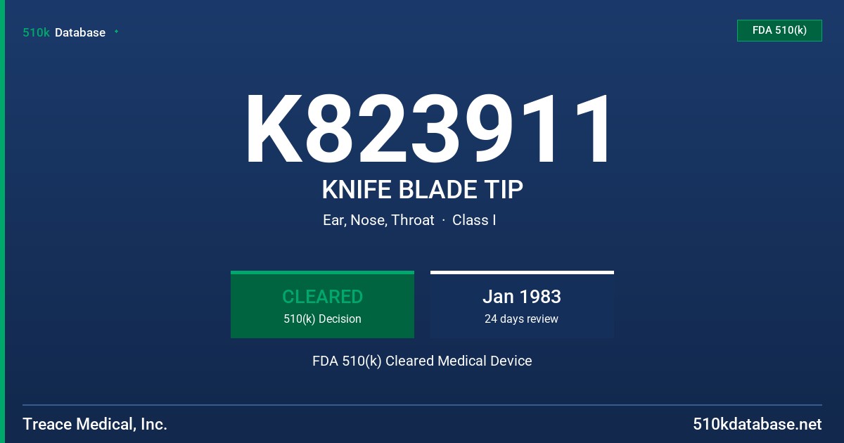 K823911 KNIFE BLADE TIP FDA 510(k) Cleared Medical Device
