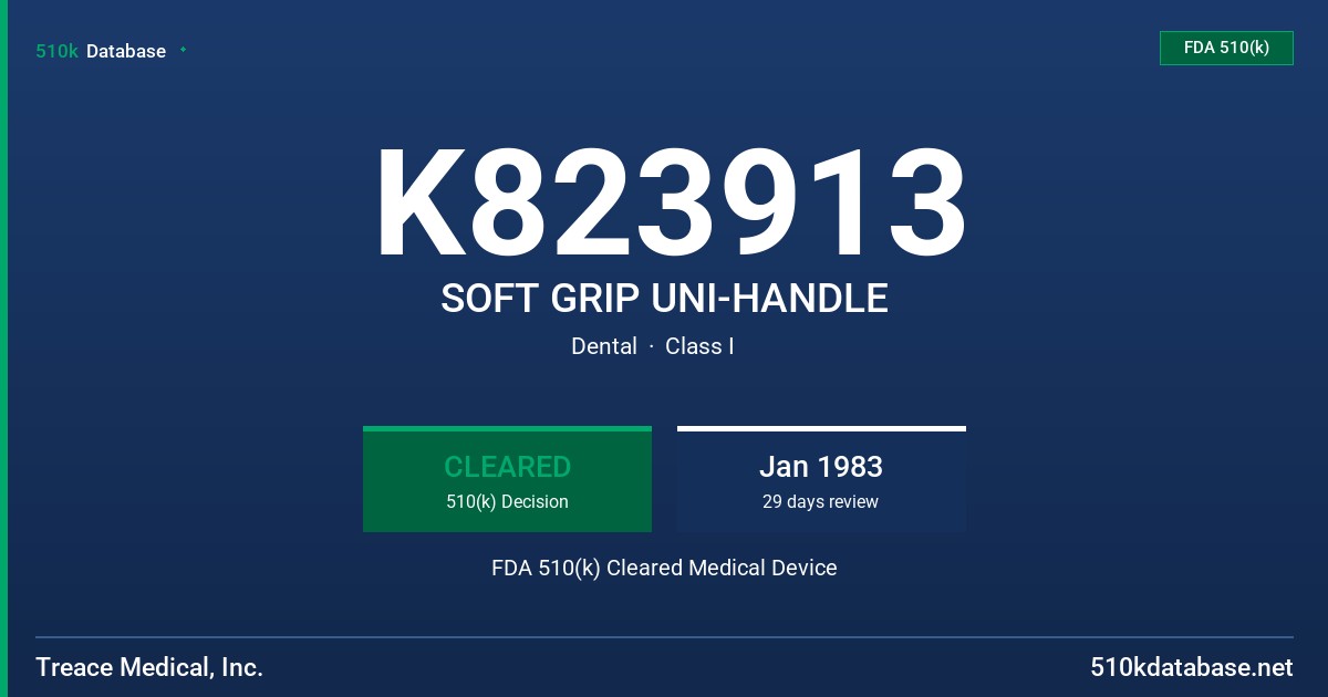 K823913 SOFT GRIP UNI-HANDLE FDA 510(k) Cleared Medical Device